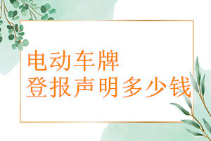 電動(dòng)車牌登報(bào)掛失多少錢